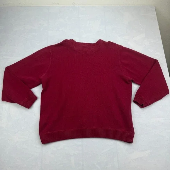 Eddie Bauer Sweater Mens Large Red Tight Knit Ribbed Hem Raglan Sleeve Pullover - Picture 2 of 8